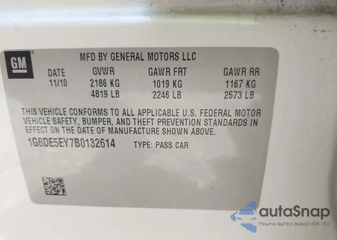 2011 Cadillac Cts Luxury Collection from USA, damaged, VIN 1G6DE5EY7B0132614